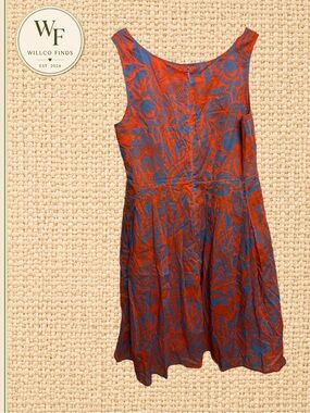 Talbots Women’s Petites Orange Blue Floral Cotton Fit & Flare Dress Size 8P